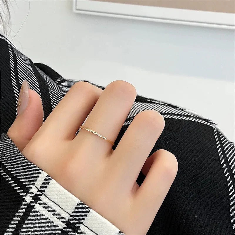 Alina - Dainty Thin Speckled Diamond Ring