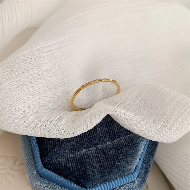 Alina - Dainty Thin Speckled Diamond Ring