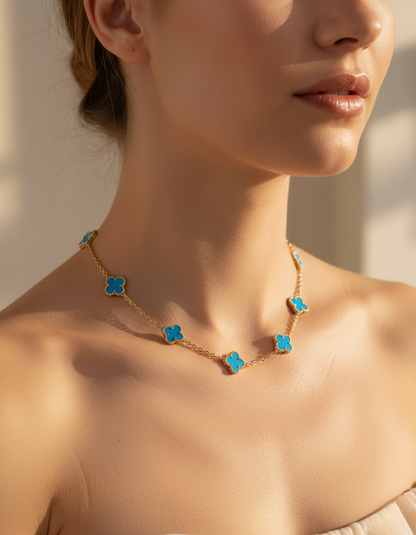 Cathy - Clover Necklace Blue