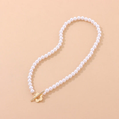 Elora - Flower Clasp Choker Necklace White