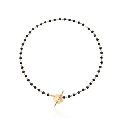 Elora - Flower Clasp Choker Necklace Black