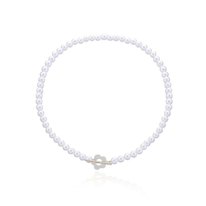 Elora - Flower Clasp Choker Necklace White
