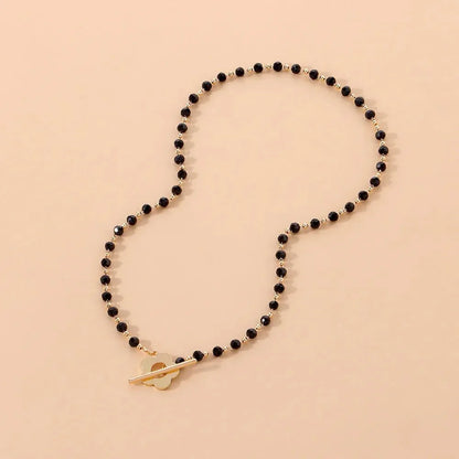 Elora - Flower Clasp Choker Necklace Black