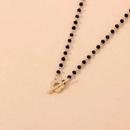 Elora - Flower Clasp Choker Necklace Black