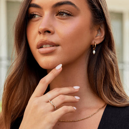Brianna - Pearl Hoop Earrings White