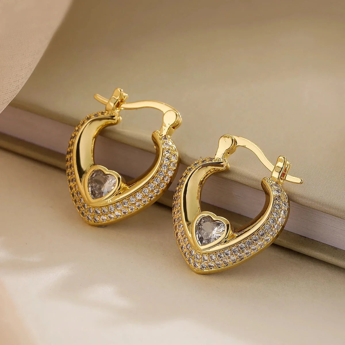 Celia - Diamond Heart Earrings