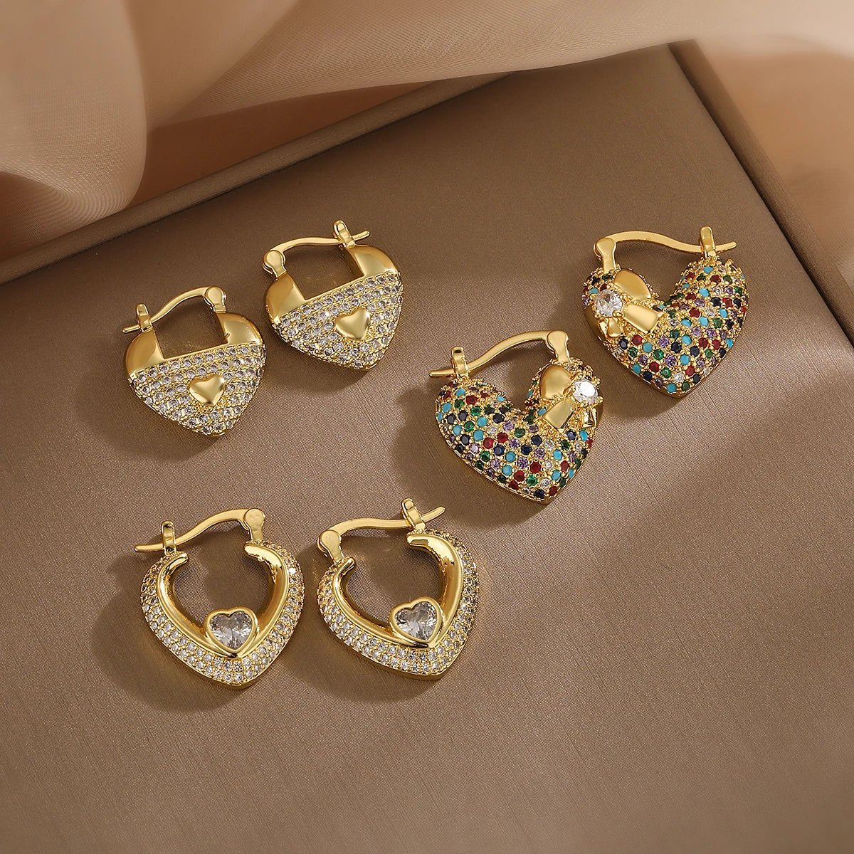 Celia - Diamond Heart Earrings