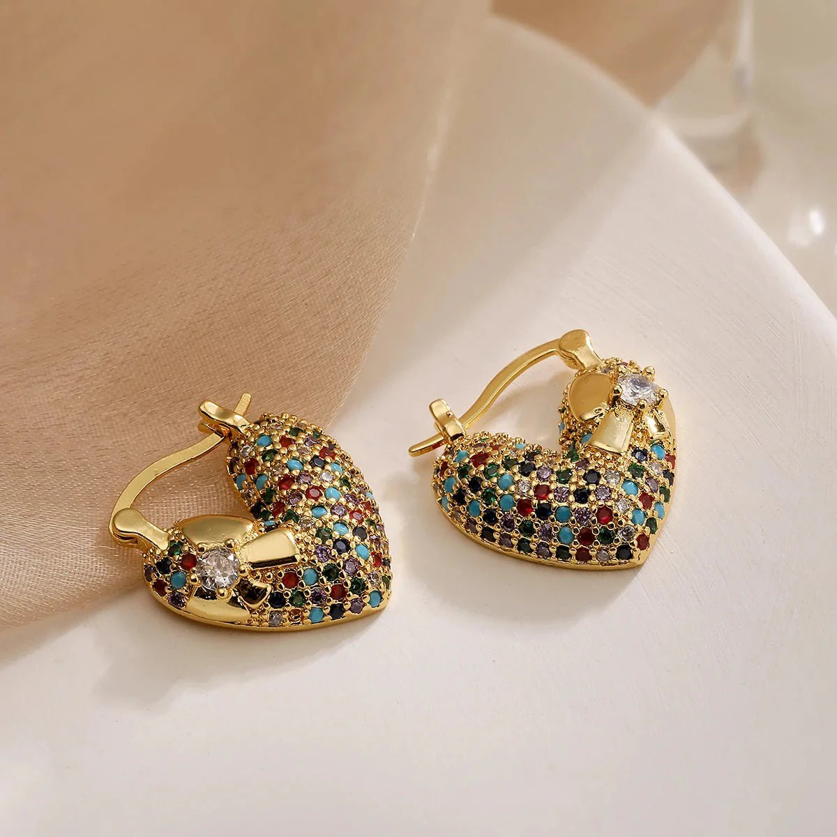 Celia - Diamond Heart Earrings