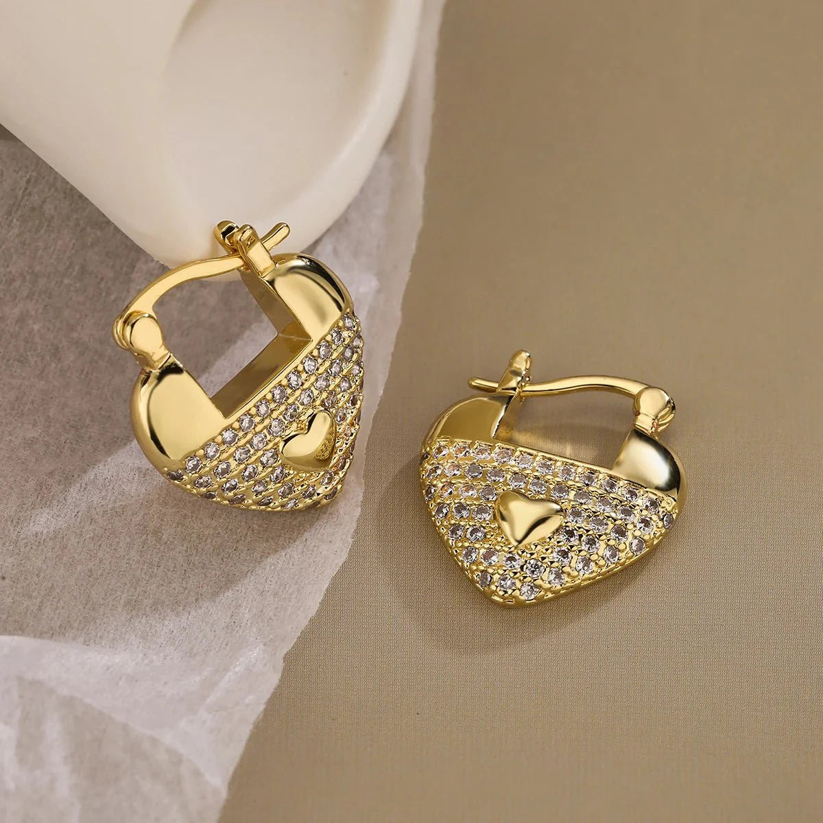 Celia - Diamond Heart Earrings