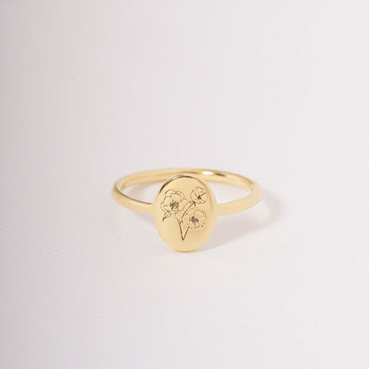 Birth Flower Ring - Custom Delicate Ring