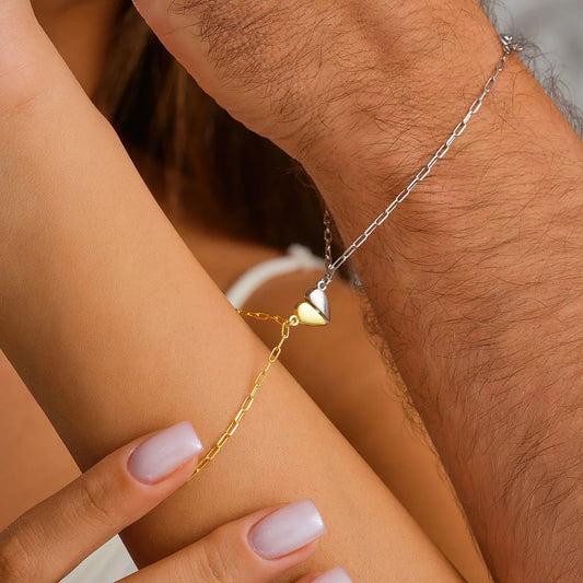Charming Heart Paperclip Bracelet Set