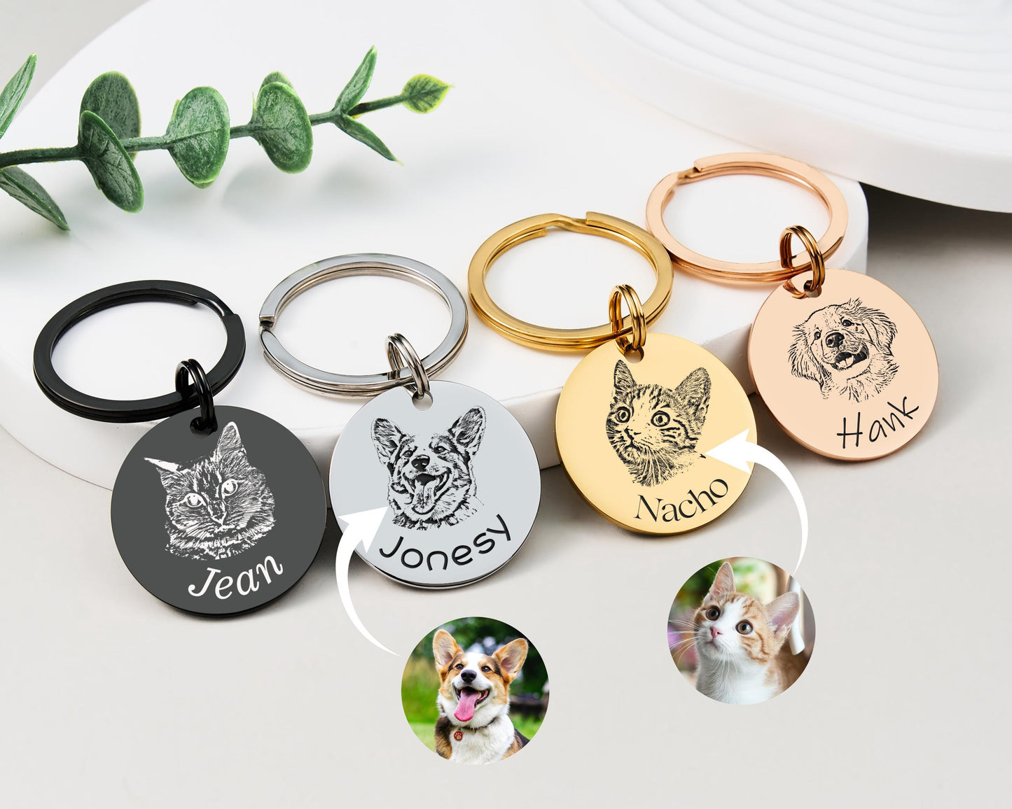 Engraved Pet Portrait Keychain