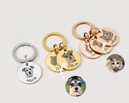 Engraved Pet Portrait Keychain