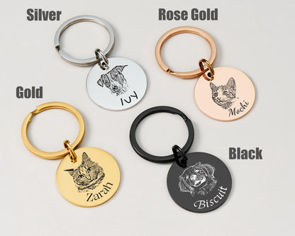Engraved Pet Portrait Keychain
