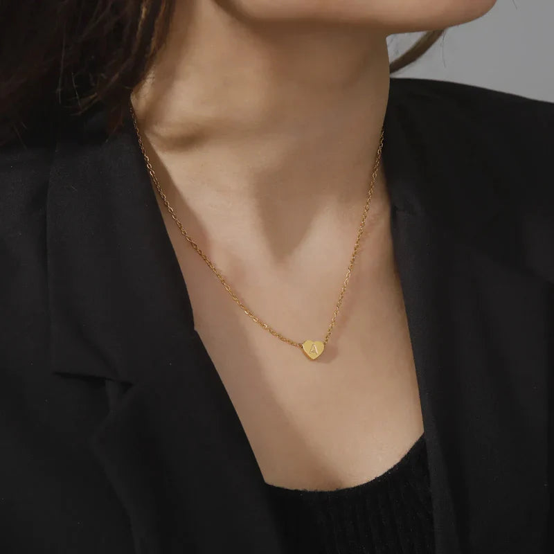 Juliette - Heart Initial Gold Necklace