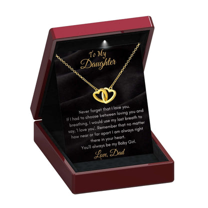 Emily - 'To My Daughter' Interlocking Gold Heart Necklace