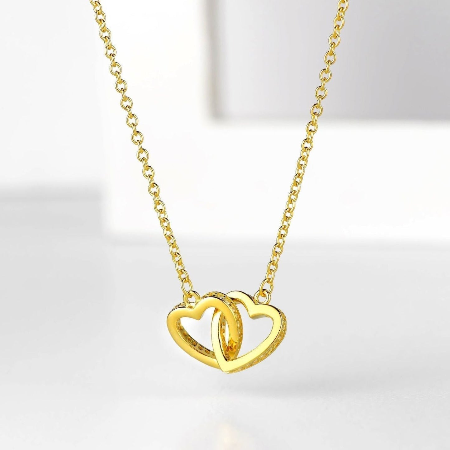Emily - 'To My Daughter' Interlocking Gold Heart Necklace