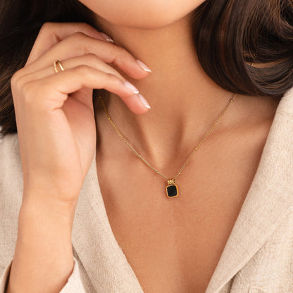 Lucia - Black Pendant Charm Necklace