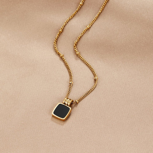 Lucia - Black Pendant Charm Necklace