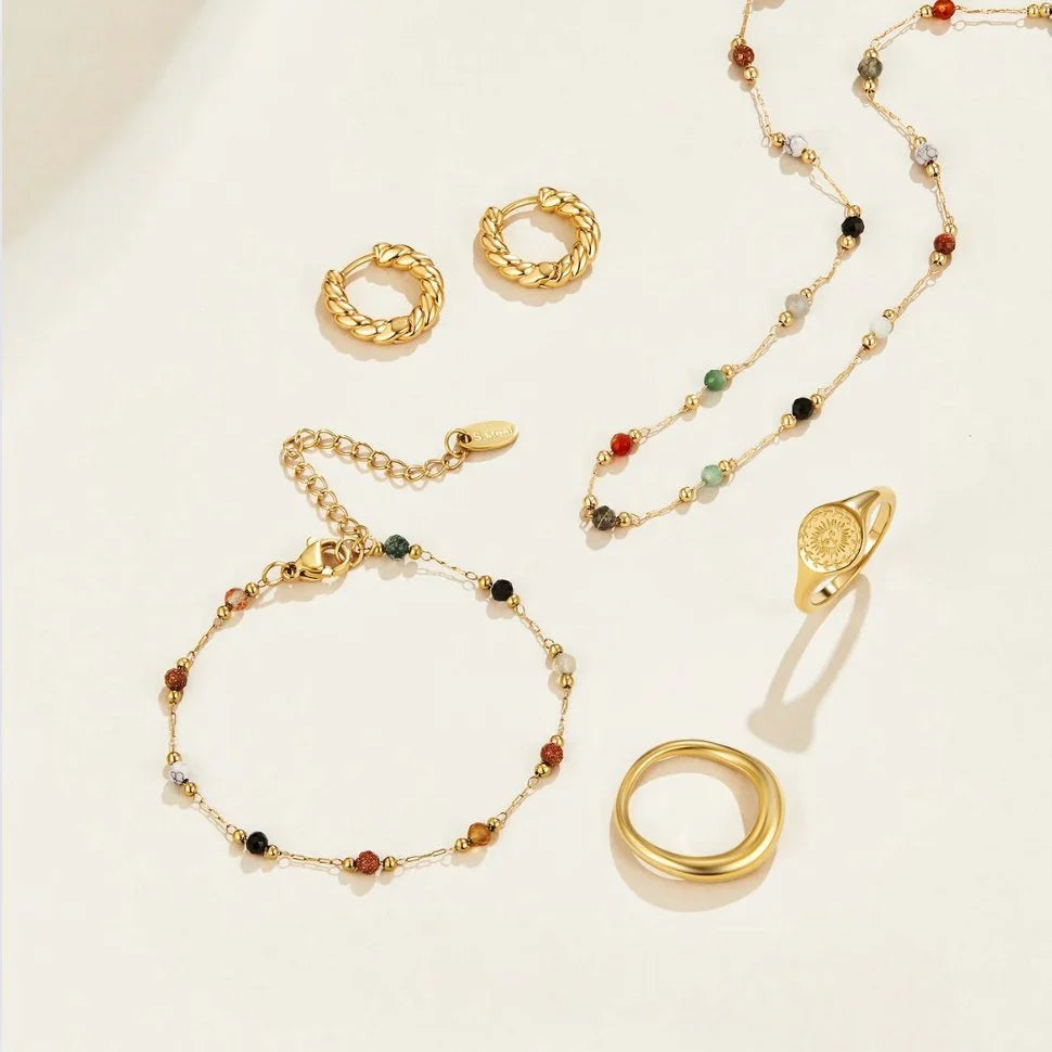 Cora - Multicolor Beaded Stone Necklace