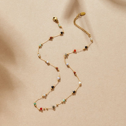 Cora - Multicolor Beaded Stone Necklace