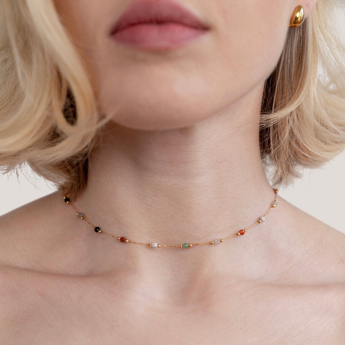 Cora - Multicolor Beaded Stone Necklace