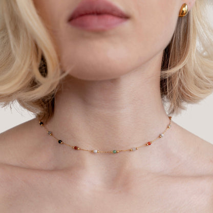 Cora - Multicolor Beaded Stone Necklace