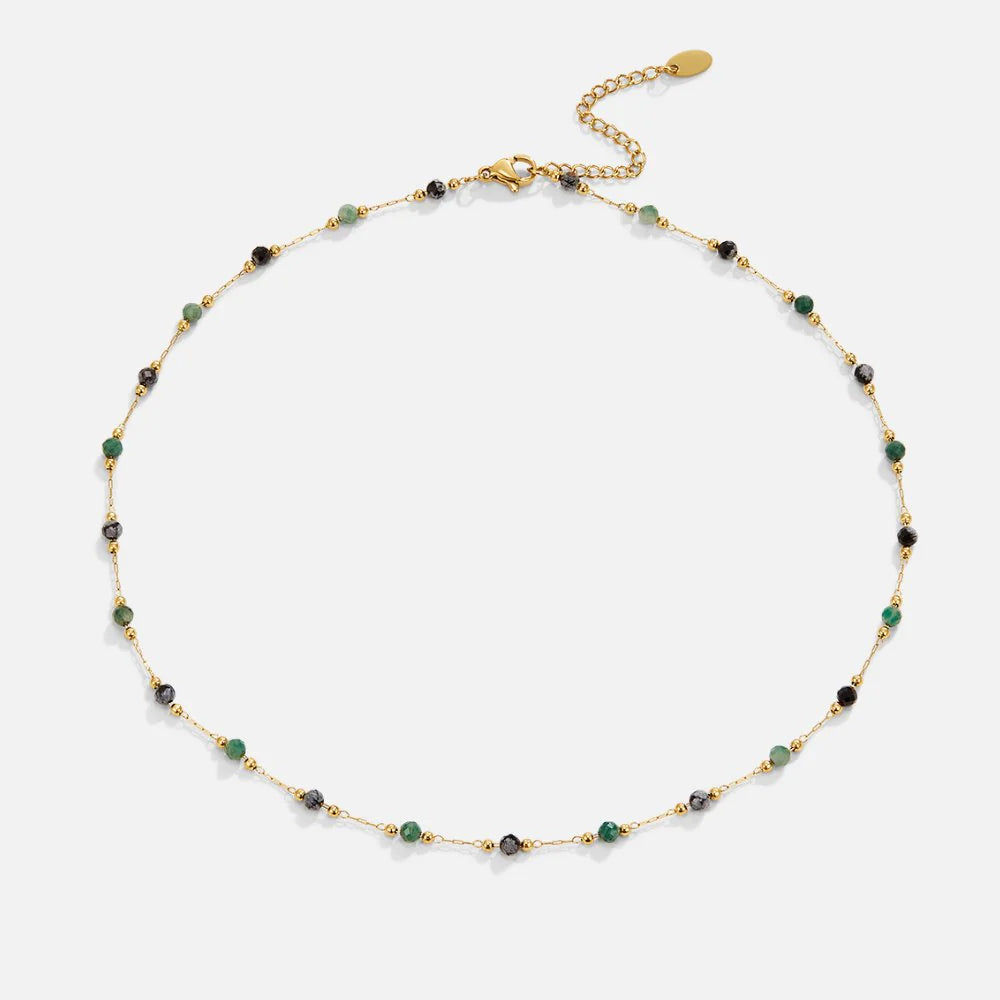 Cora - Forest Beaded Stone Necklace