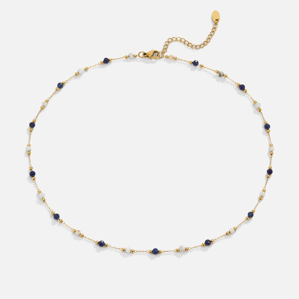 Cora - Midnight Beaded Stone Necklace