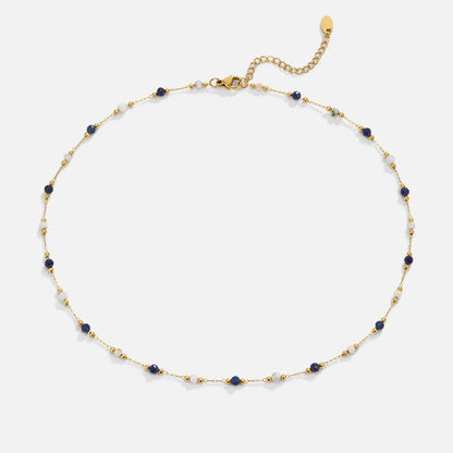 Cora - Midnight Beaded Stone Necklace