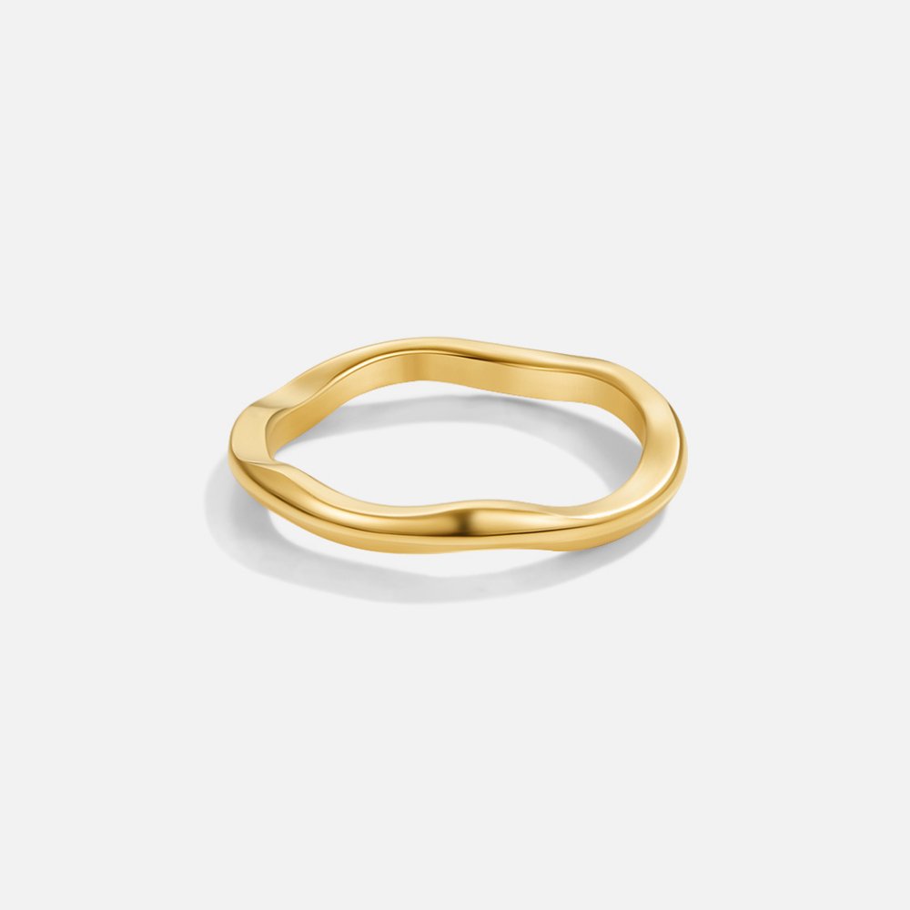 Evan - Gold Wave Ring Set