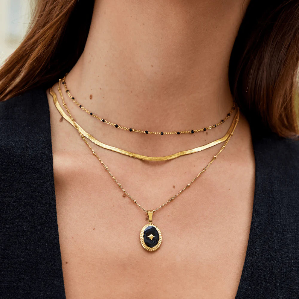 Noa - Black Bead Necklace