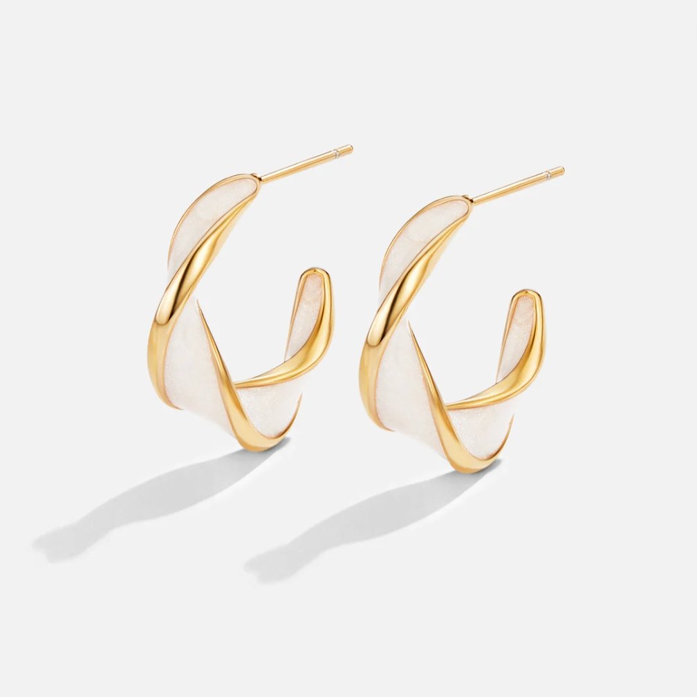 Zoe - Pearl Twist Hoop Earrings
