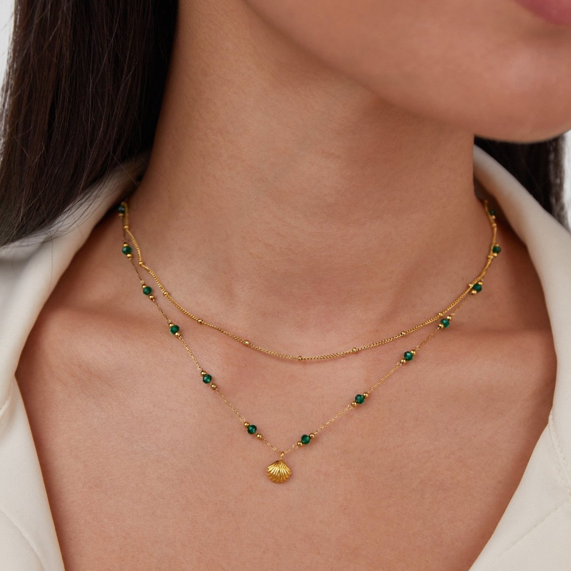 Haley - Bead Gold Chain Necklace