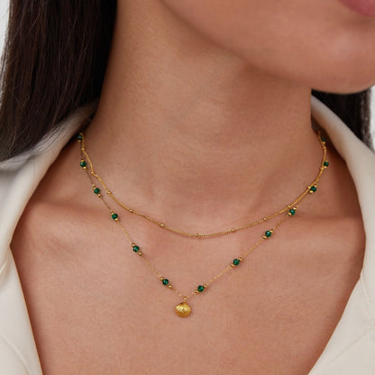 Haley - Bead Gold Chain Necklace
