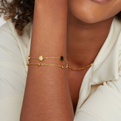 Sophia - Onyx & White Stone Bracelet