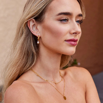 Brianna - Pearl Hoop Earrings Pink