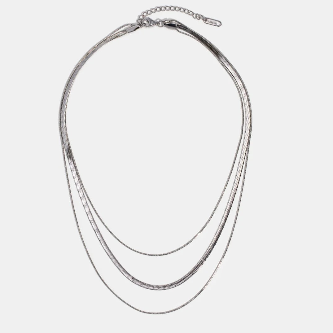 Bia - Multi Layered Silver Chain Necklace