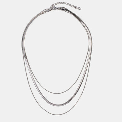 Bia - Multi Layered Silver Chain Necklace