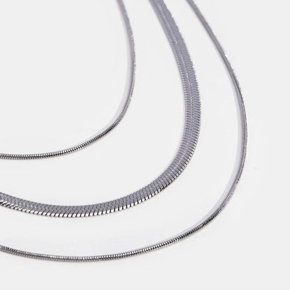 Bia - Multi Layered Silver Chain Necklace