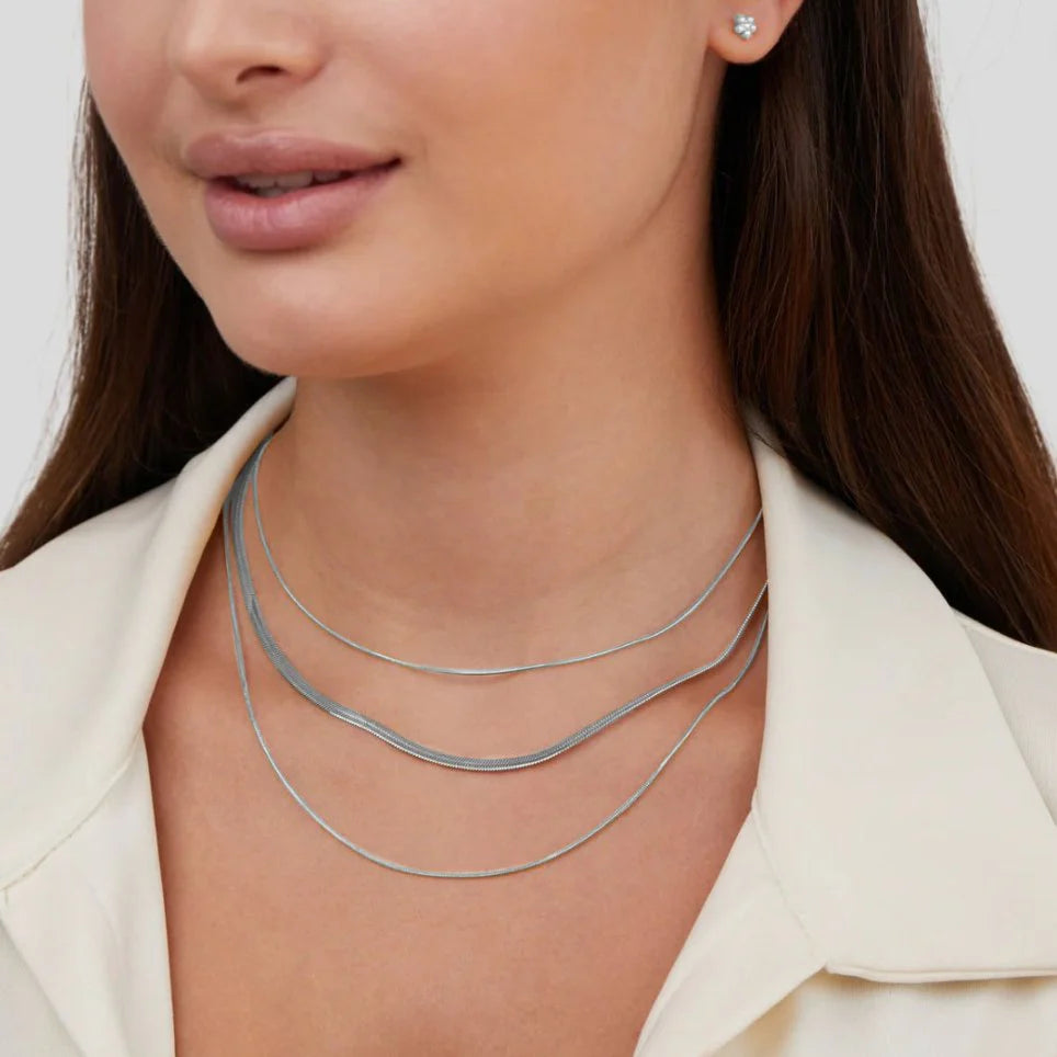 Bia - Multi Layered Silver Chain Necklace