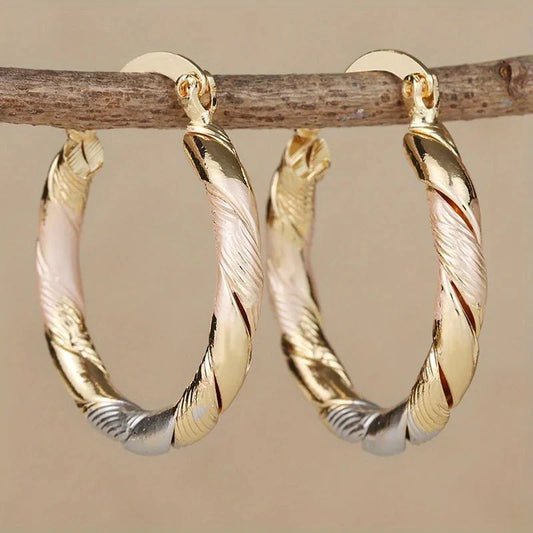 Evelyn - Triple Contrast Wrap Hoop Earrings